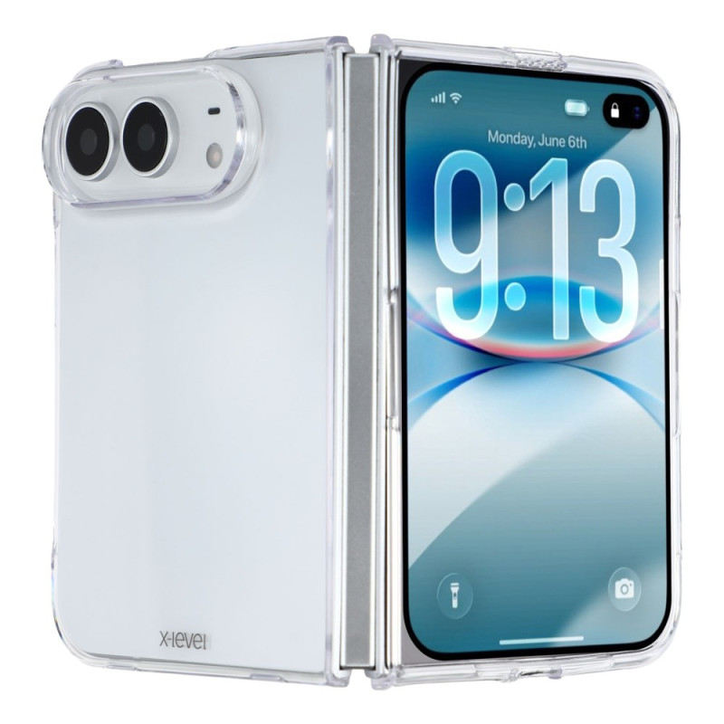 Doorzichtige iPhone Duo-hoes met X-LEVEL-scharnierbescherming