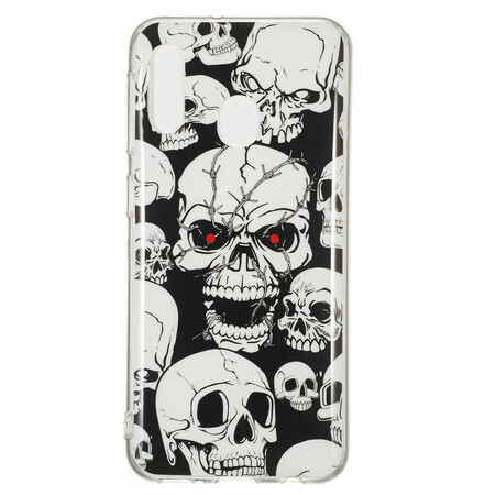 Samsung Galaxy A20e voorzichtigheid doodskoppen fluorescerende geval