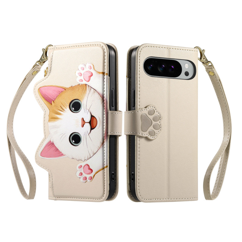 Google Pixel 11 Pro-hoesje met kattenmotief en draagriem