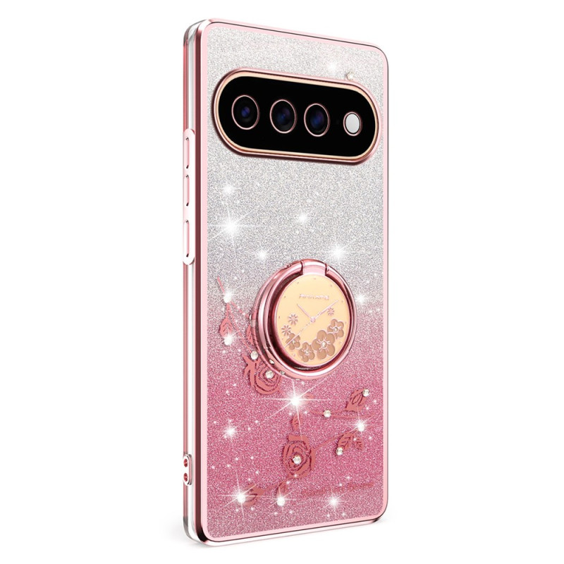 Google Pixel 11 Pro-hoesje met bloemen en strass, inclusief KADEM-ringhouder