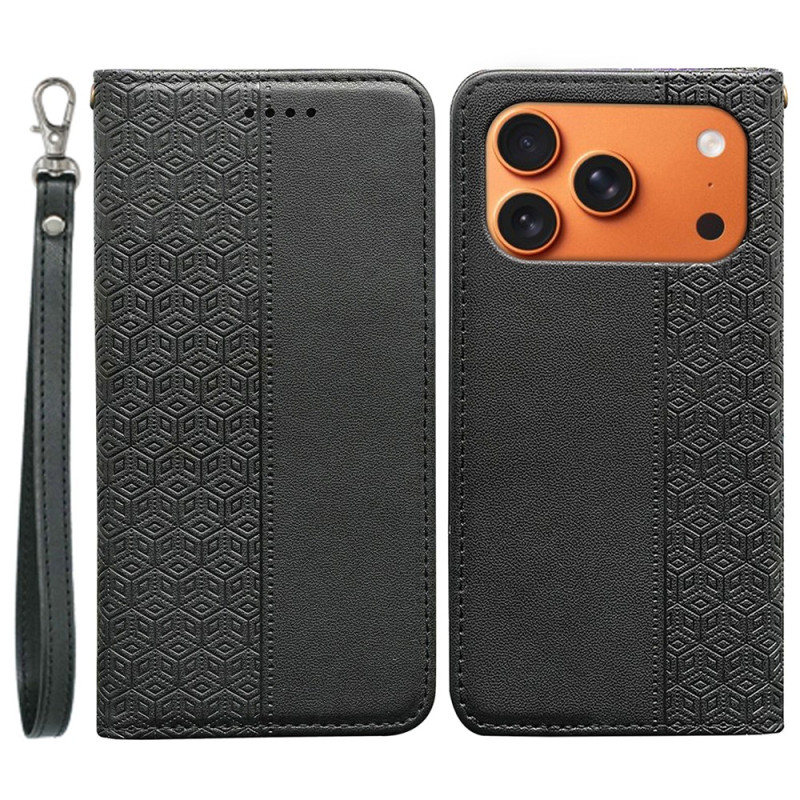 iPhone 18 Pro / 17 Pro-hoesje met ruitjespatroon en draagriempje