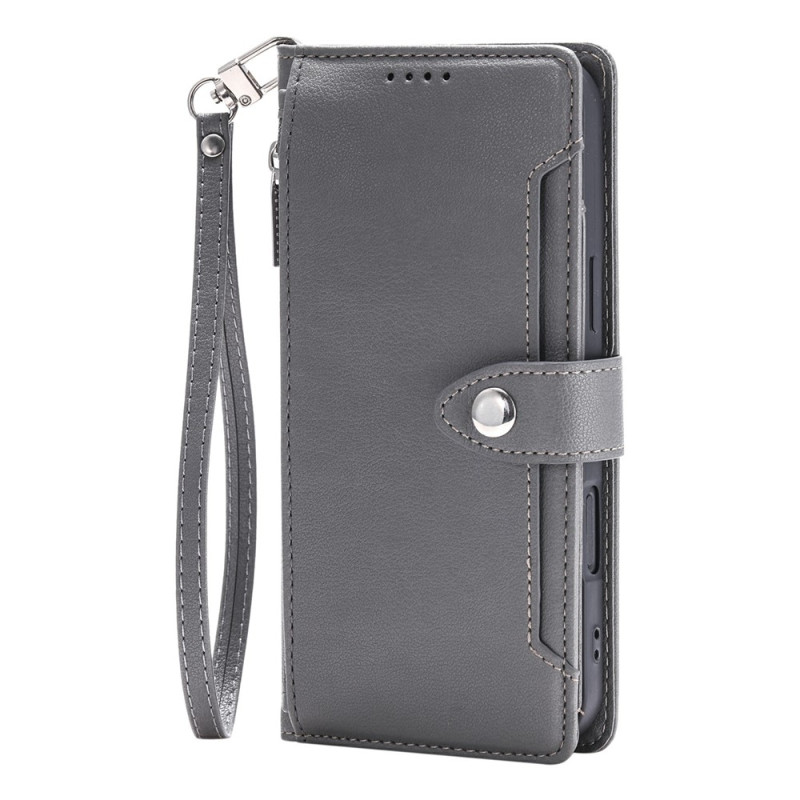 iPhone 18 Pro / 17 Pro-hoesje in litchi-leer met ritsvak