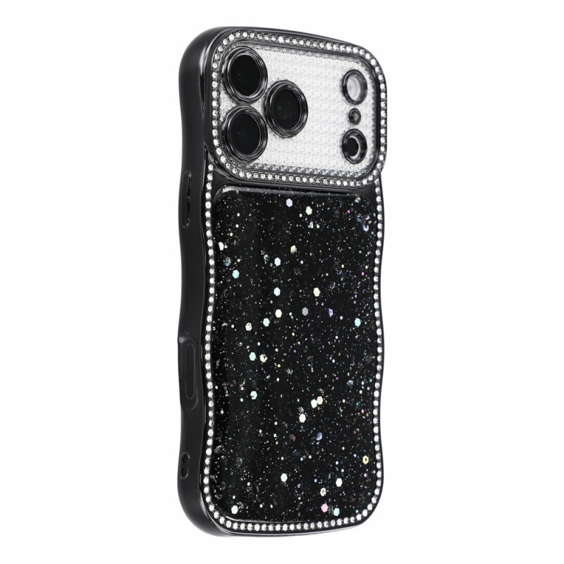 iPhone 18 Pro Max / 17 Pro Max-hoesje met glitters, golvend patroon en strass-steentjes