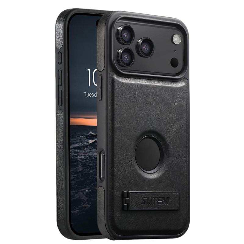 Magnetisch iPhone 18 Pro Max / 17 Pro Max-hoesje met leerlook en houder