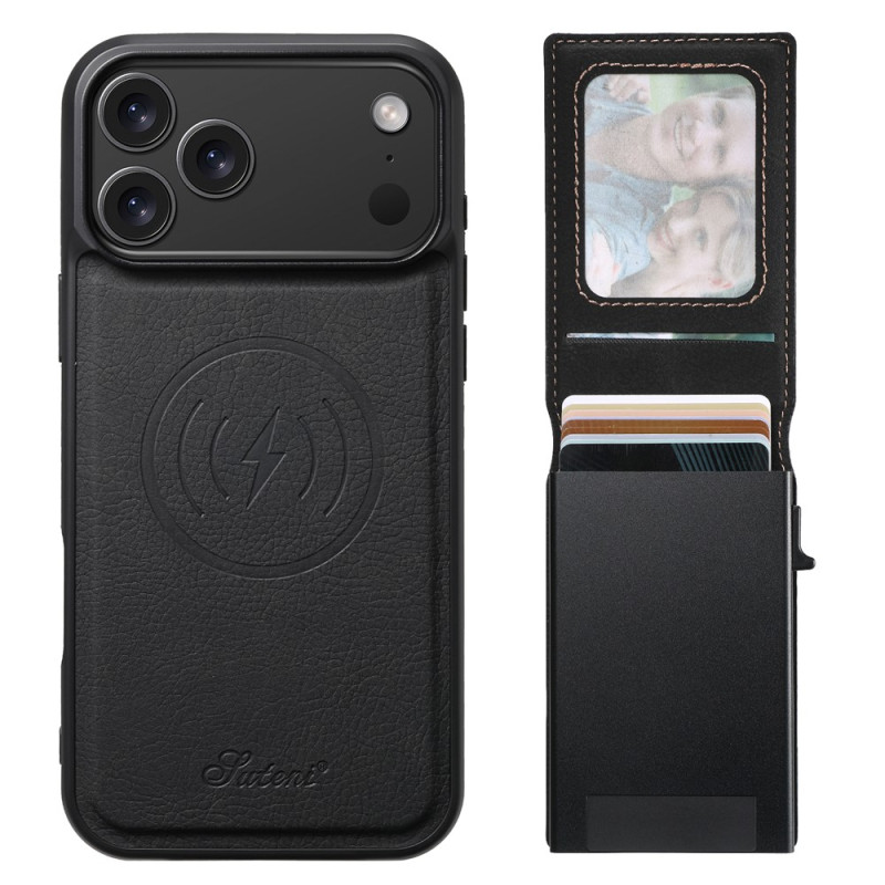 iPhone 18 Pro Max / 17 Pro Max-hoesje met litchi-textuur en uitneembare kaarthouder
