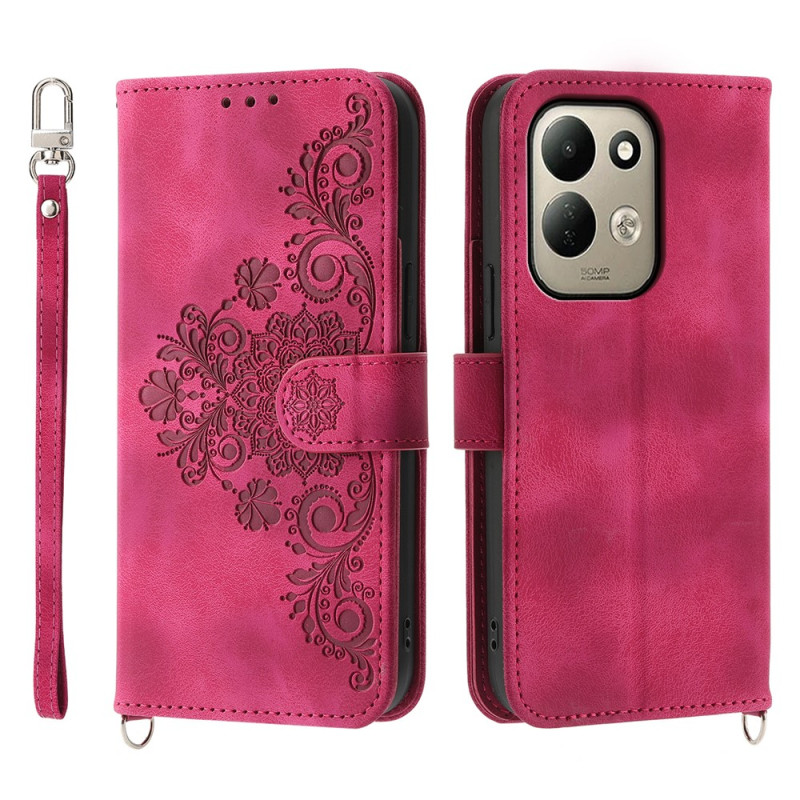 Poco C95 Pro-hoesje met bloemenmotief, kant en draagriempje