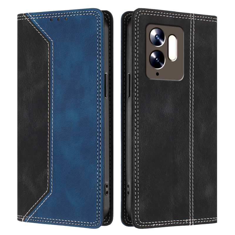 Flipcover voor de Poco C95 Pro met tweekleurig suède-effect