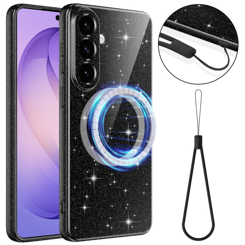 Magnetisch, glinsterend en schokbestendig hoesje voor de Samsung Galaxy A18 4G / A17 4G / 5G met polsbandje