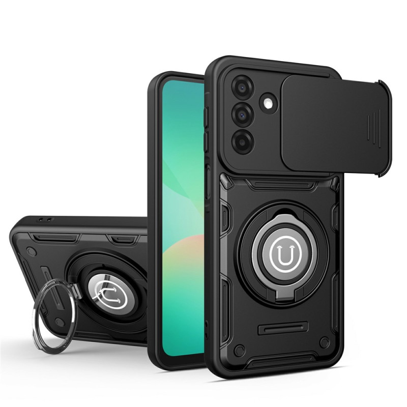 Hoesje voor Samsung Galaxy A18 4G / A17 4G / 5G met uitschuifbare cameraklep en bevestigingsring