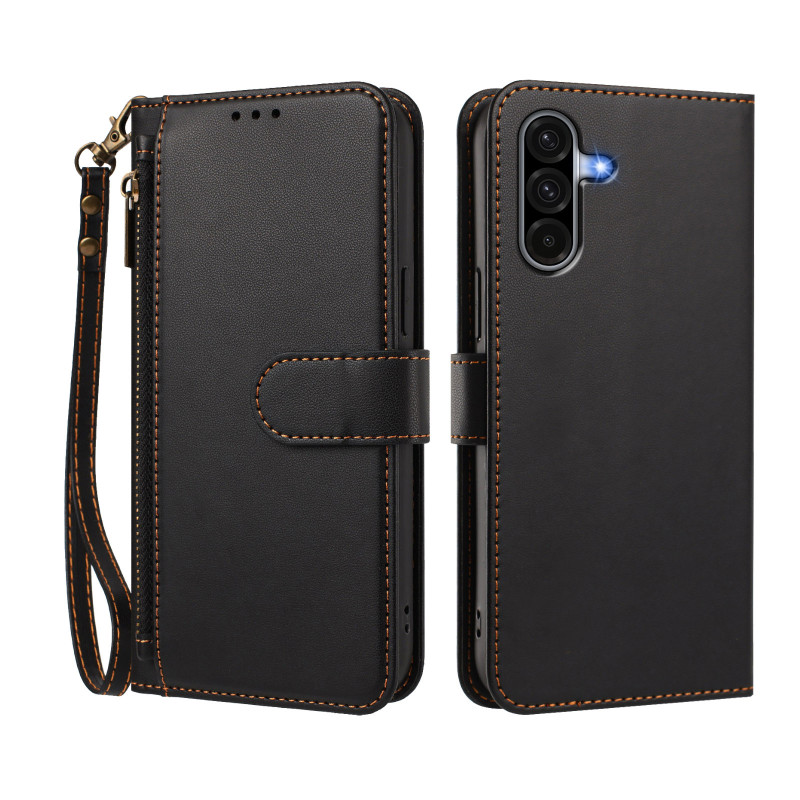 Hoesje voor Samsung Galaxy A18 4G / A17 4G / 5G, portemonnee met ruimte voor 4 kaarten en vak met ritssluiting