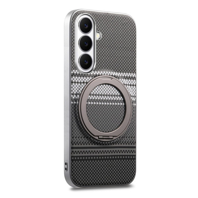 Magnetisch hoesje voor Samsung Galaxy A18 4G / A17 4G / 5G met koolstofvezel-look en draaibare ring