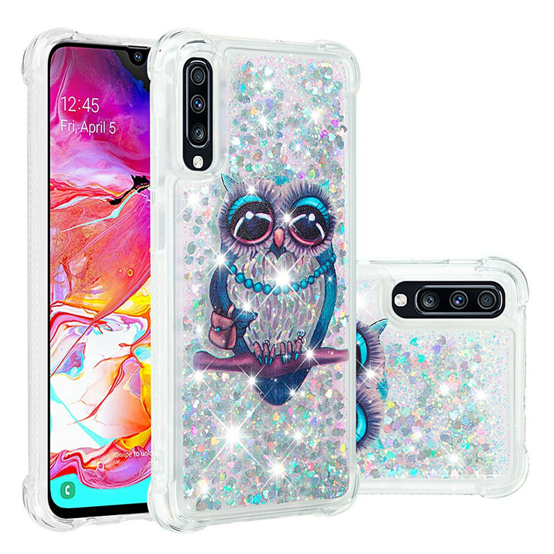 Samsung Galaxy A70 Hoesje Mevrouw Uil Glitter Samsung Galaxy A70 Hoesje Mevrouw Uil Glitter