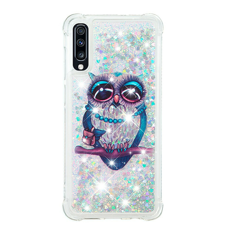 Samsung Galaxy A70 Hoesje Mevrouw Uil Glitter Samsung Galaxy A70 Hoesje Mevrouw Uil Glitter