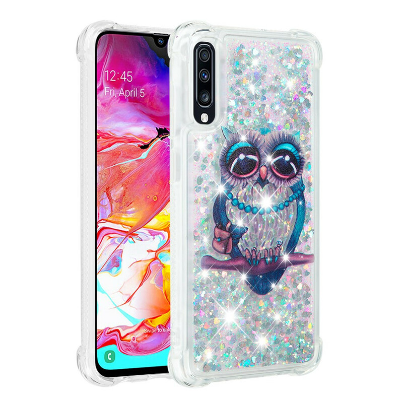 Samsung Galaxy A70 Hoesje Mevrouw Uil Glitter Samsung Galaxy A70 Hoesje Mevrouw Uil Glitter