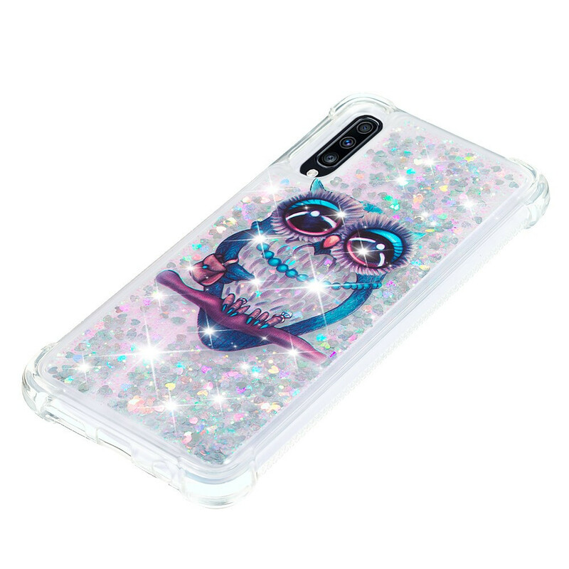 Samsung Galaxy A70 Hoesje Mevrouw Uil Glitter Samsung Galaxy A70 Hoesje Mevrouw Uil Glitter