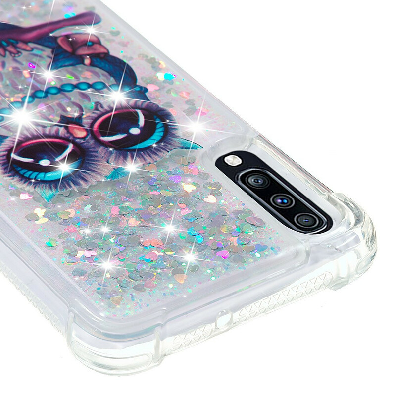 Samsung Galaxy A70 Hoesje Mevrouw Uil Glitter Samsung Galaxy A70 Hoesje Mevrouw Uil Glitter