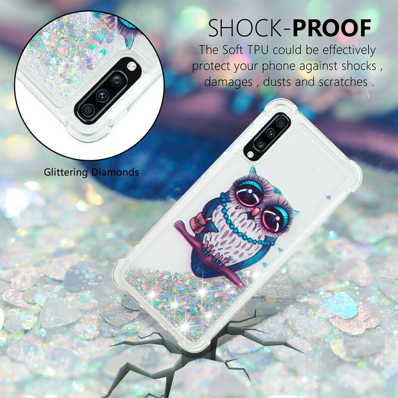 Samsung Galaxy A70 Hoesje Mevrouw Uil Glitter Samsung Galaxy A70 Hoesje Mevrouw Uil Glitter