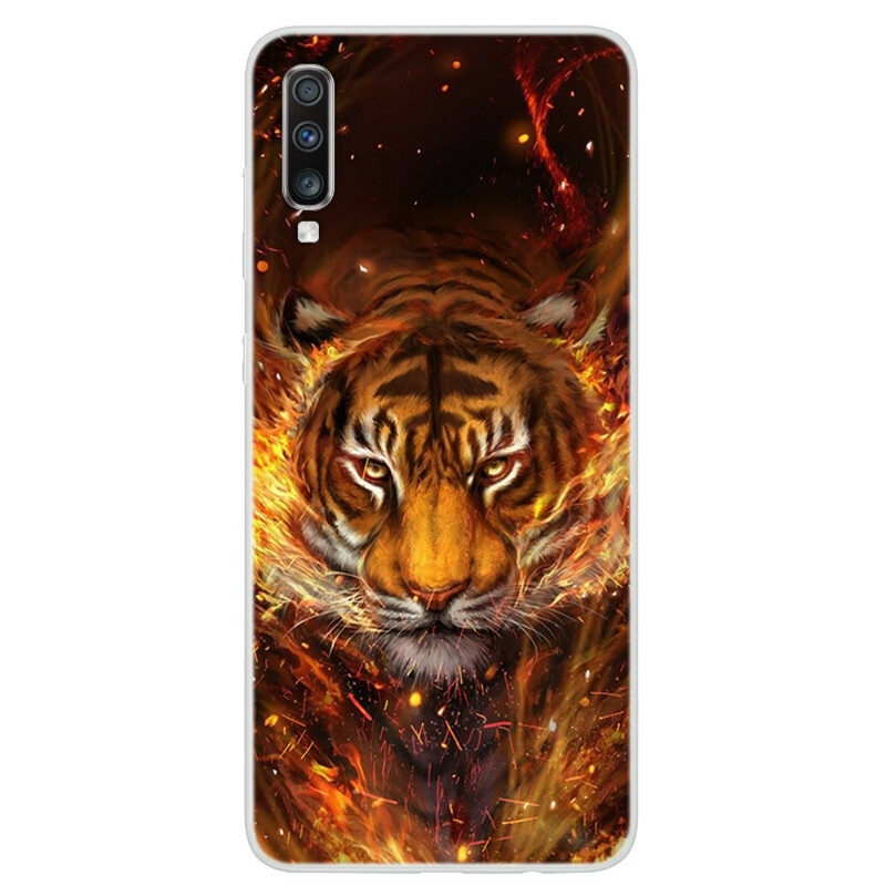 Samsung Galaxy a70 Fire Tiger Hoesje