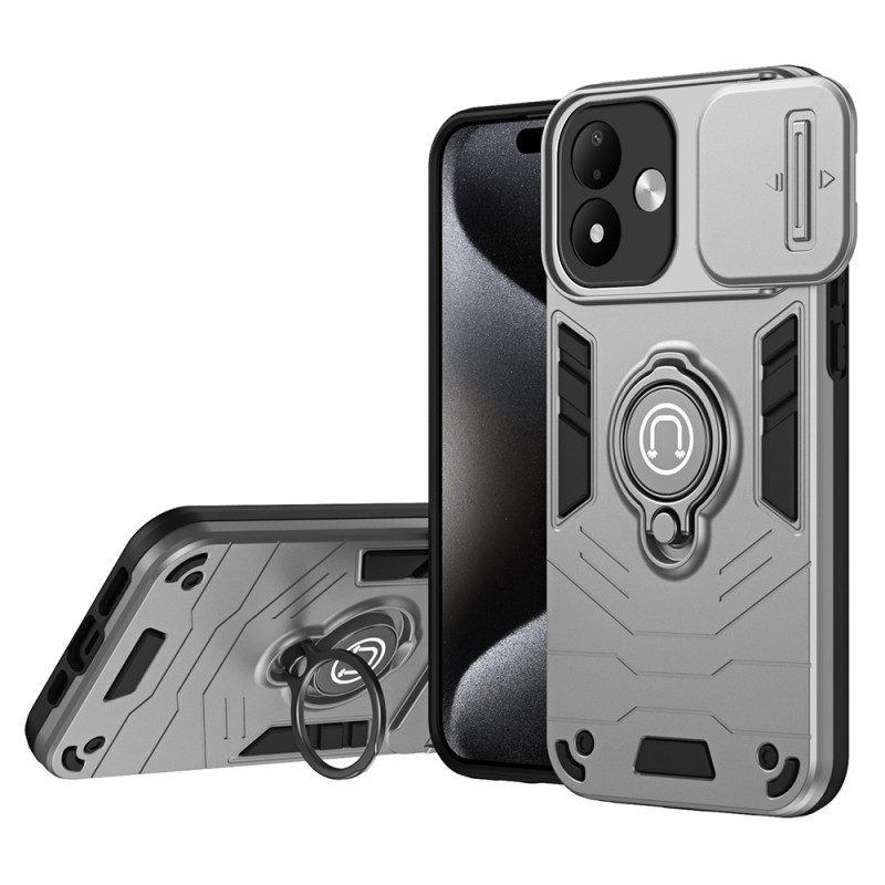 Stevige hoes voor de Xiaomi Redmi Note 17 5G / 4G met uitschuifbaar cameraklepje en steunring