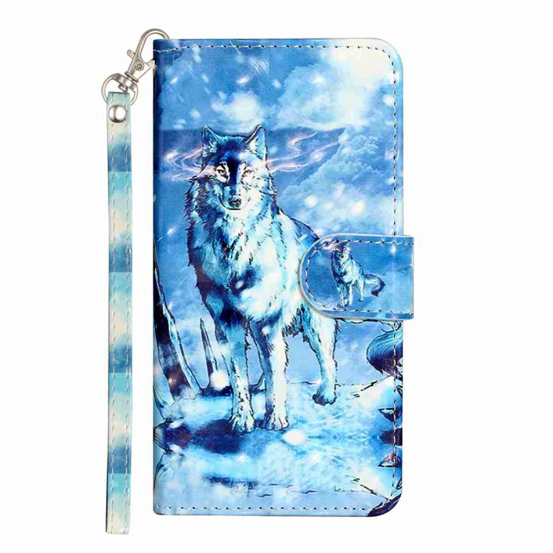 Samsung Galaxy S26 FE-hoesje met sneeuwwolf en draagriem