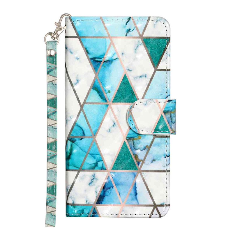 Samsung Galaxy S26 FE-hoesje in groene marmerlook met draagriem
