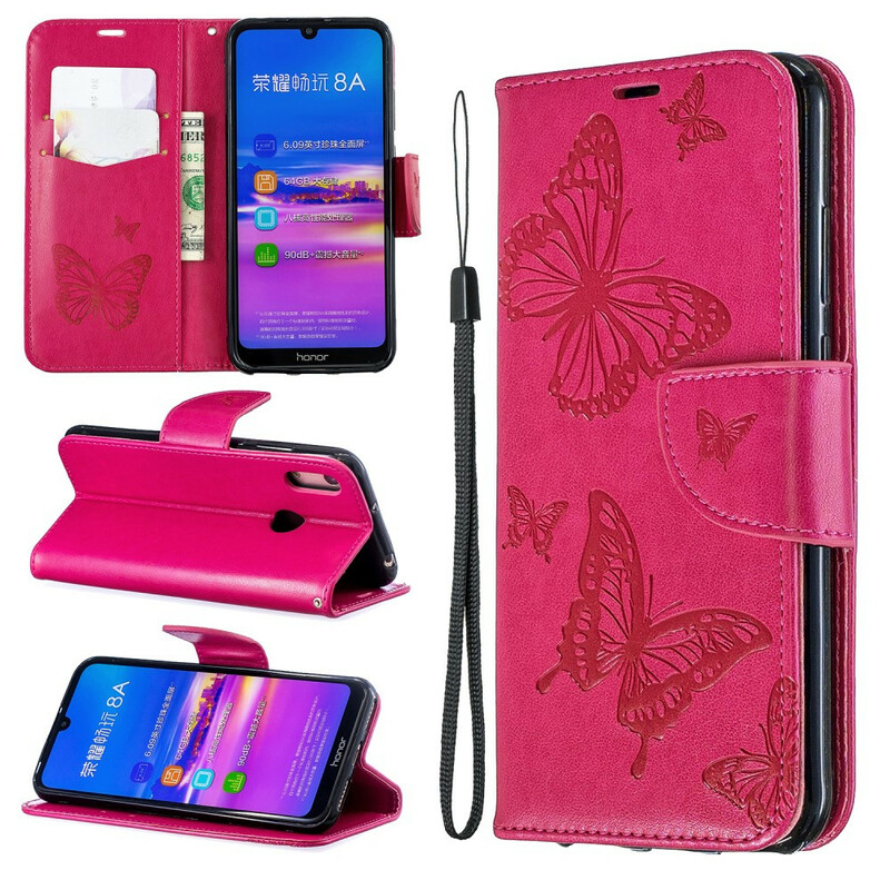 Hoesje Huawei Y6 2019 Vlinders en Schuine Flap Hoesje Huawei Y6 2019 Vlinders en Schuine Flap