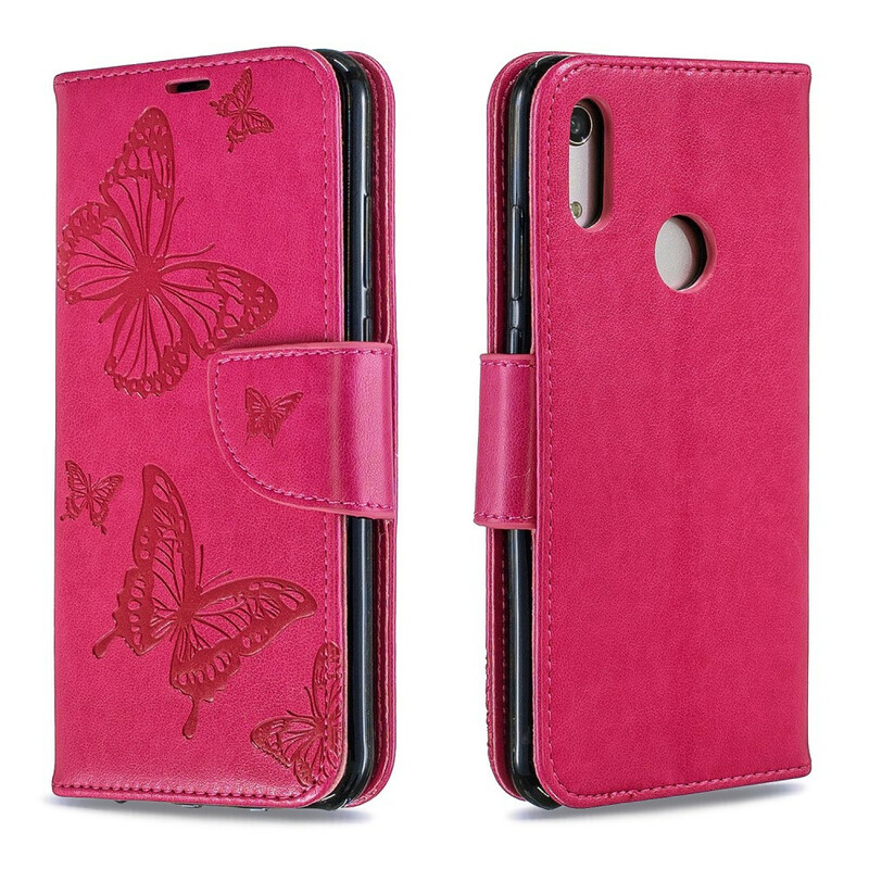 Hoesje Huawei Y6 2019 Vlinders en Schuine Flap Hoesje Huawei Y6 2019 Vlinders en Schuine Flap