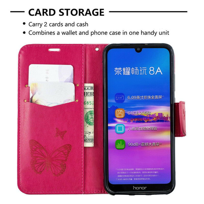 Hoesje Huawei Y6 2019 Vlinders en Schuine Flap Hoesje Huawei Y6 2019 Vlinders en Schuine Flap