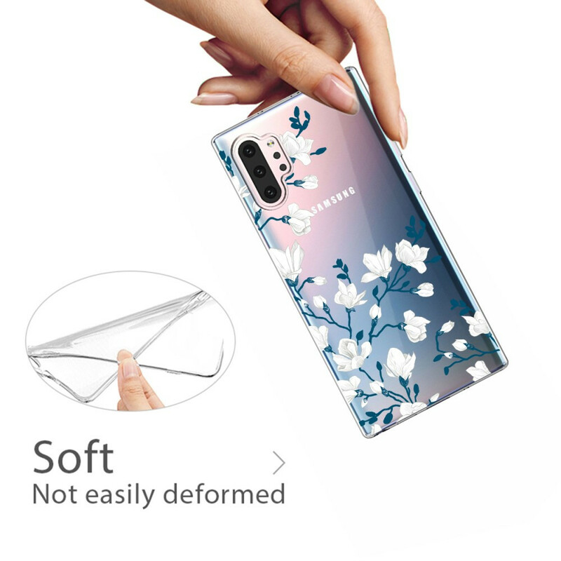 Samsung Galaxy Note 10 Plus Hoesje Wit Bloemen