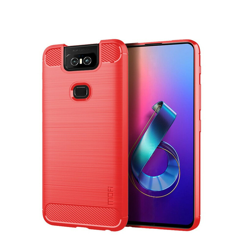 Asus ZenFone 6 Geborsteld Koolstofvezel Hoesje Mofi