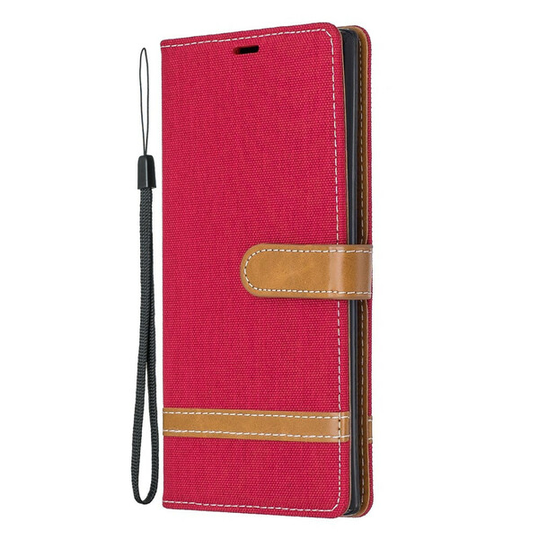 Samsung Galaxy Note 10 Plus stof en leer effect case met riem