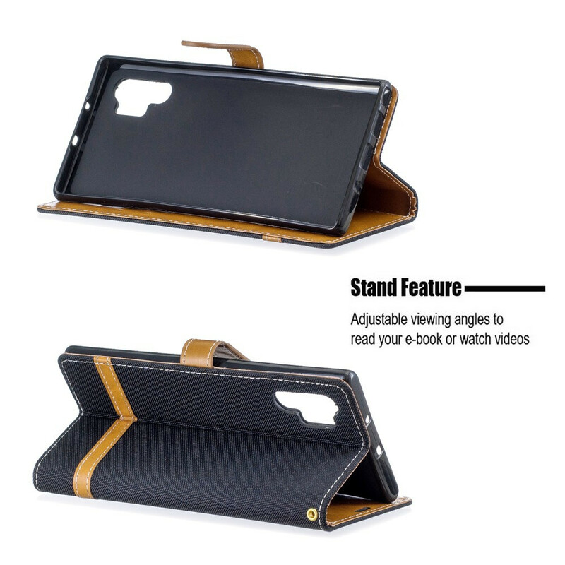 Samsung Galaxy Note 10 Plus stof en leer effect case met riem