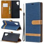 Samsung Galaxy Note 10 Plus stof en leer effect case met riem