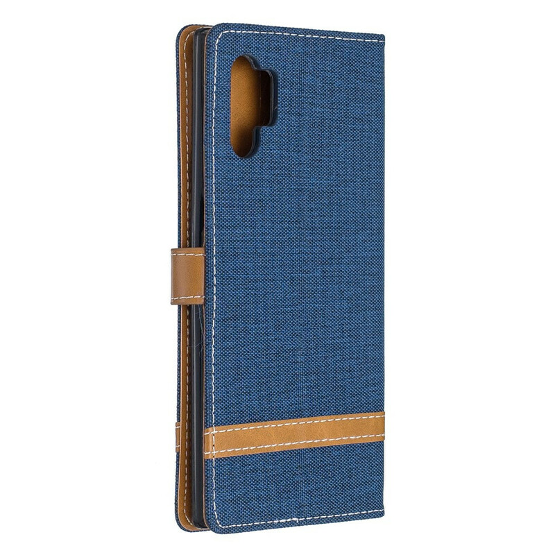 Samsung Galaxy Note 10 Plus stof en leer effect case met riem