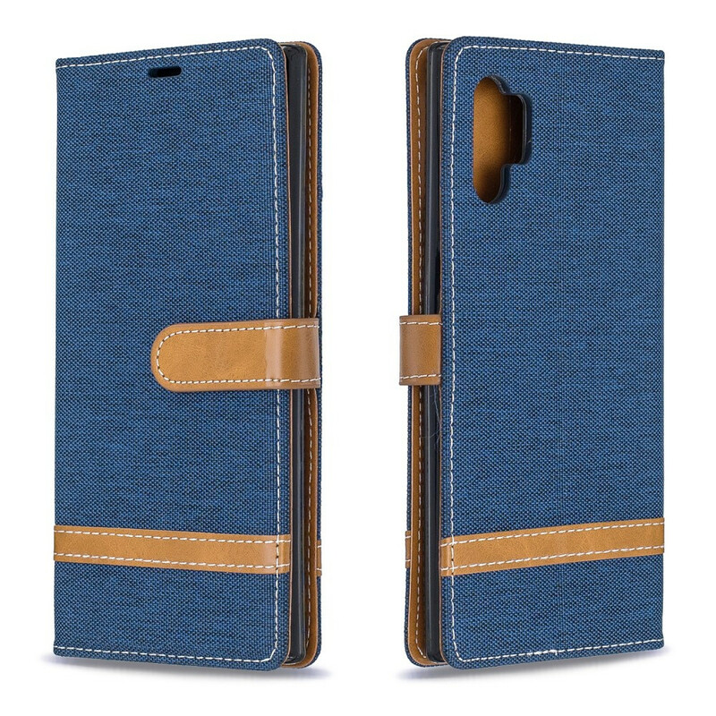 Samsung Galaxy Note 10 Plus stof en leer effect case met riem