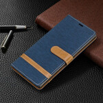 Samsung Galaxy Note 10 Plus stof en leer effect case met riem