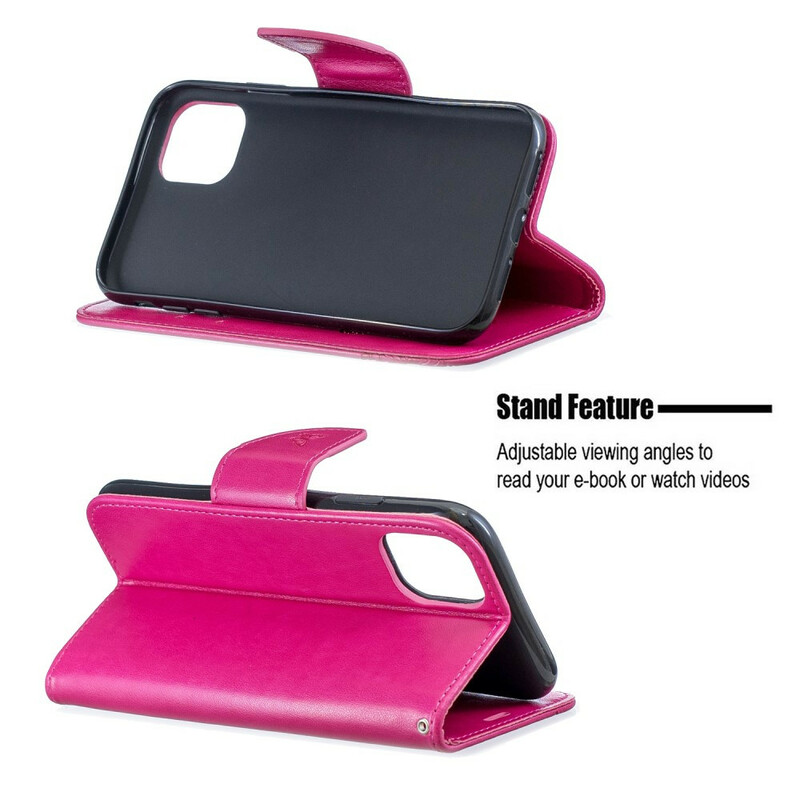 Hoes voor iPhone 11R Vlinder bedrukte sleutelkoord