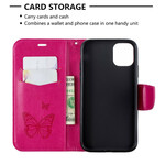 Hoes voor iPhone 11R Vlinder bedrukte sleutelkoord