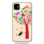 Hoesje iPhone 11 Kat onder de boom Kleurrijk
