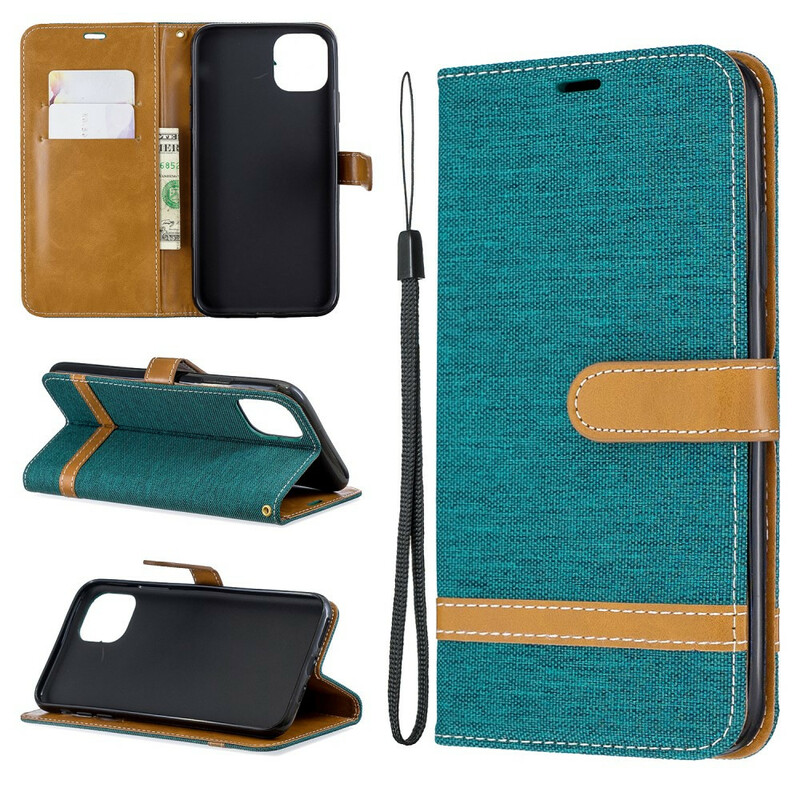 iPhone 11 Pro Max stof en leer effect riem case