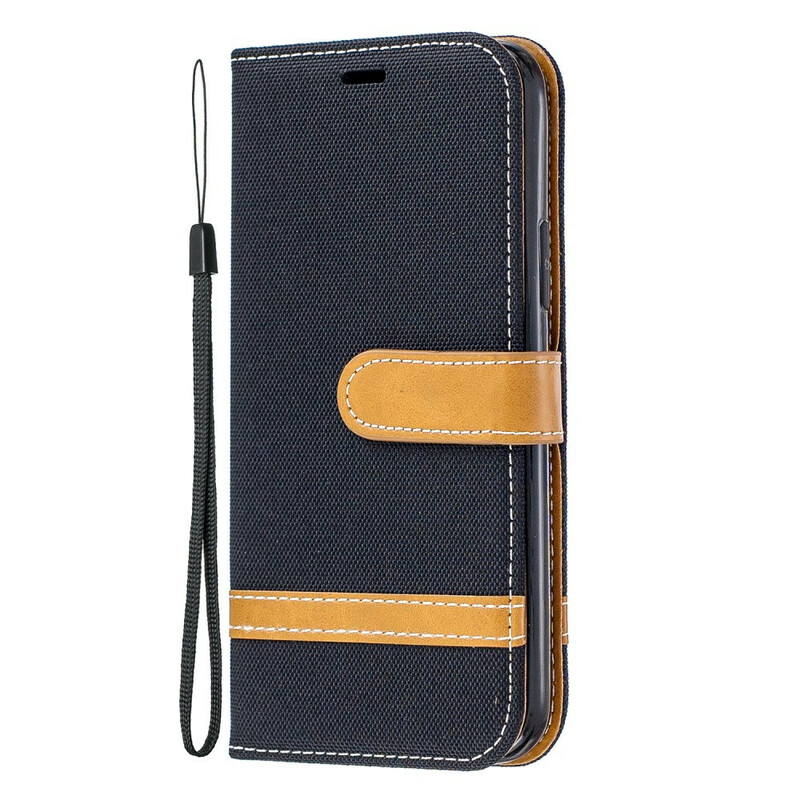 iPhone 11 Pro stof en leer effect riem case