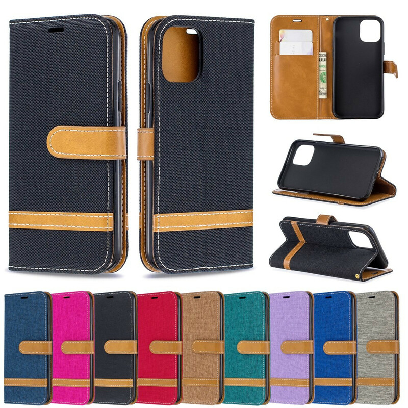 iPhone 11 Pro stof en leer effect riem case