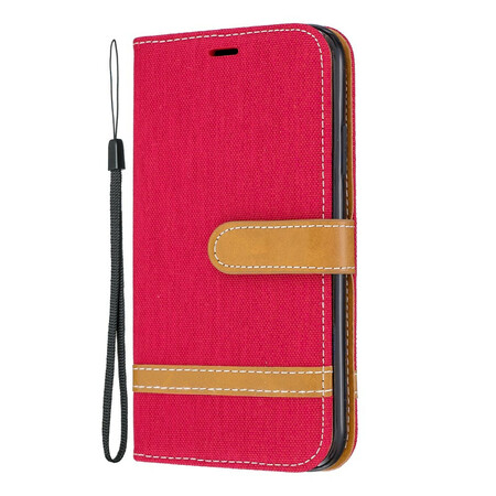 iPhone 11 Case Stof en Leder Effect met Koord