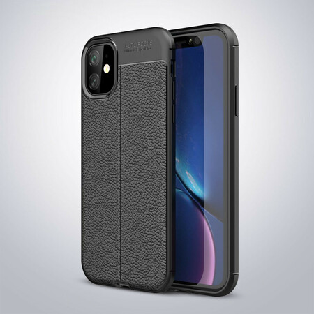 iPhone 11 Lederen Hoesje Lychee Effect Dubbele Lijn