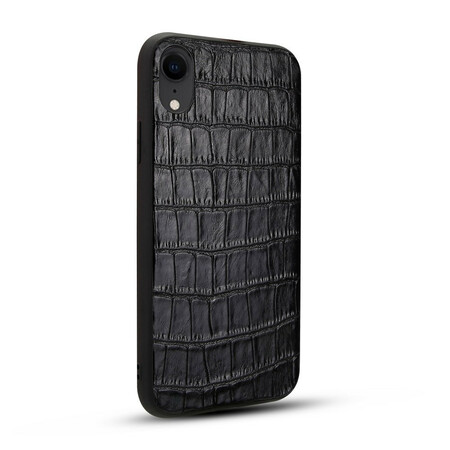 iPhone XR echt lederen hoesje krokodil textuur