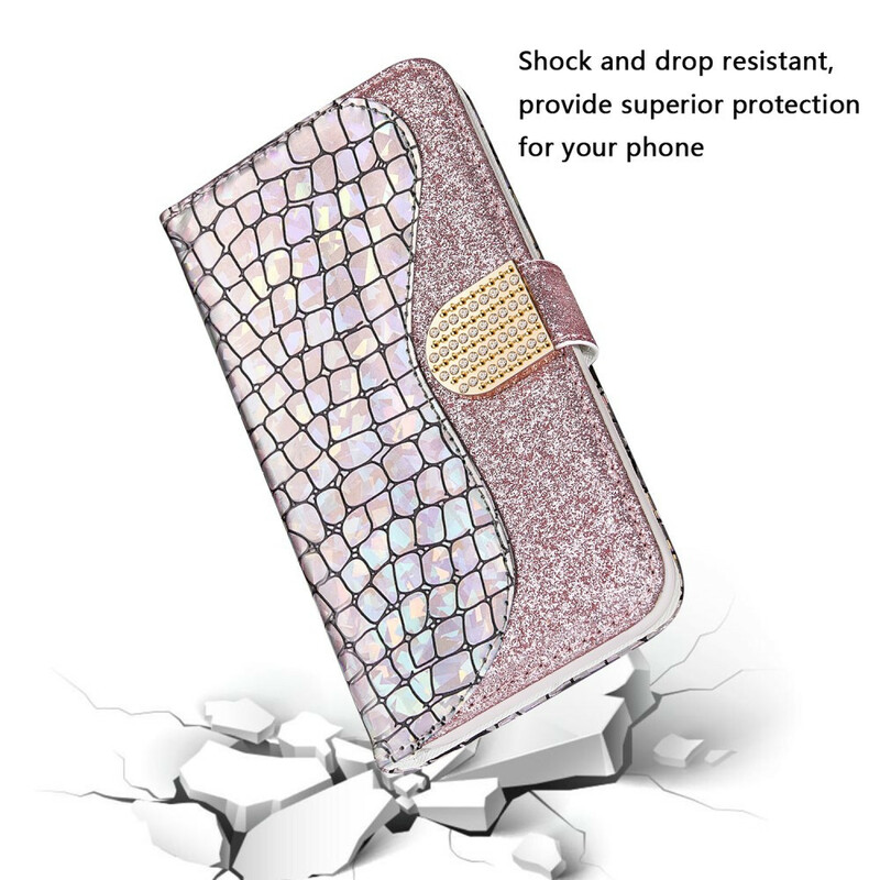 Beschermhoesje iPhone XR Croco Diamanten