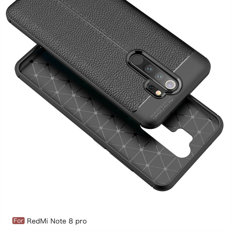 Xiaomi Redmi Note 8 Pro Lederen Hoesje Lychee Effect Dubbele Lijn