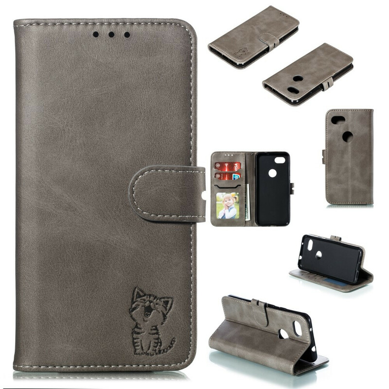 Google Pixel 3A Kunstleer Hoesje Poesje