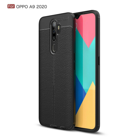 Oppo A9 2020 Lederen Hoesje Lychee Effect Dubbele Lijn