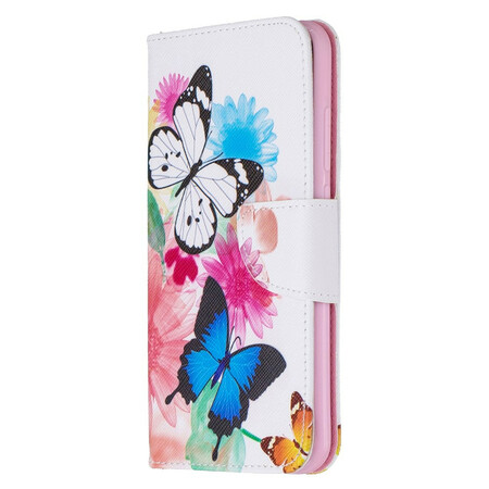 Xiaomi Redmi Note 8 Vlinder en Bloem Geschilderd Hoesje